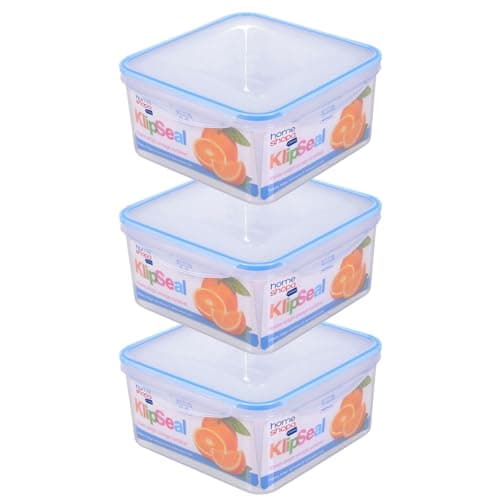 Image of HOMESHOPA Plastic Airtight Food Storage Container, 1 Pack 3 Litre Square Leakproof Stackable Container with Clip-Lock Lid, BPA Free Reusable Meal Prep Lunch Box, Microwave Freezer & Dishwasher Safe