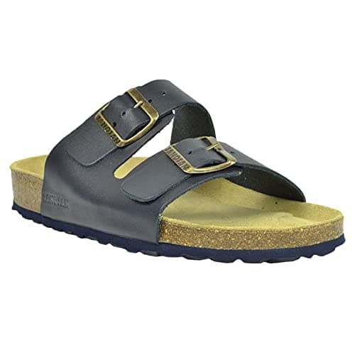 Image of Sanosan Aston Leather Two Strap Sandals Navy Womens - 06 UK