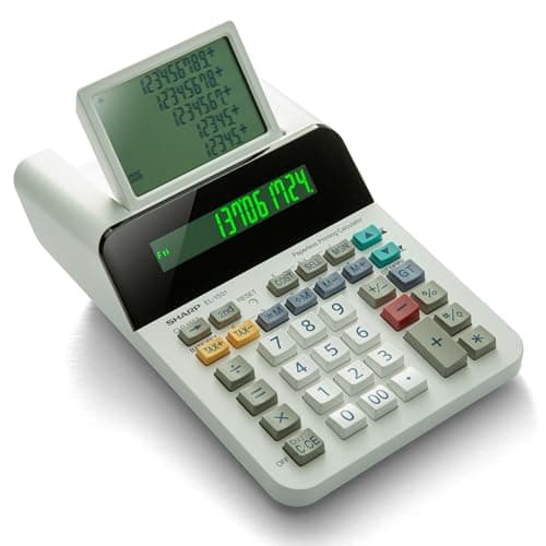 Image of Sharp El-1501 Compact Cordless Paperless Large 12-Digit Display Desktop Printing Calculator That Utilizes Printing Calculator Logic
