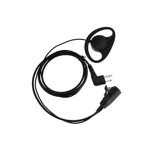 Image of D Shape Earpiece for 2 Pin Motorola Walkie Talkie 2 Way Radio - Crystal Clear Audio, PTT Button, Comfort - DP1400, R2, XT420, XT460, CP040 Compatible