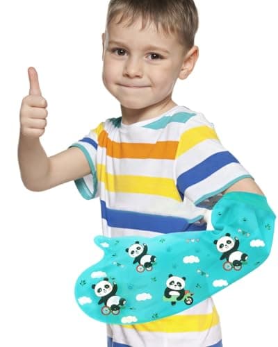 Image of EuyiHlybt Waterproof Cast Cover Arm Kids (Panda Pattern), Soft Comfortable Plaster Cast Waterproof Cover Arm Children, Reusable Pediatric Cast Protector for Bandages, Dressings, Tattoo, etc.