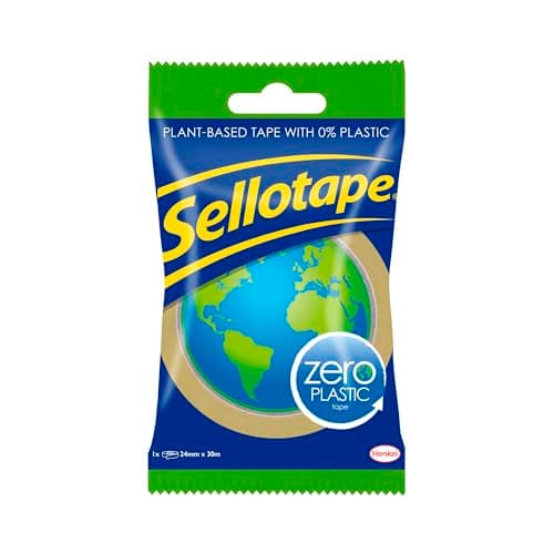 Image of Sellotape Zero Plastic, Multi-Purpose Clear Tape for Wrapping, Household Objects, Sticking Envelopes or Cards, Easy to Use Packaging adhesive, 24mmx30m