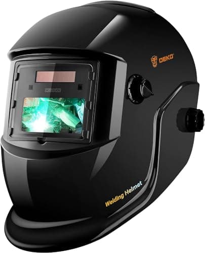 Image of DEKO Welding Helmet Auto Darkening: True Color Solar Powered Auto Darkening Welding Helmets Welder Mask Hood (Bright Black)