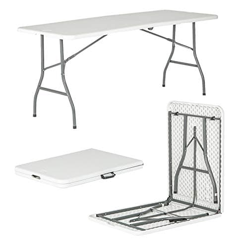 Image of Harbour Housewares Rectangle Folding Heavy Duty Trestle Table - 180cm (1.8m) (6ft) - White - Outdoor Folding Table for Picnic, BBQ, Garden, Camping, Wedding, Party Catering