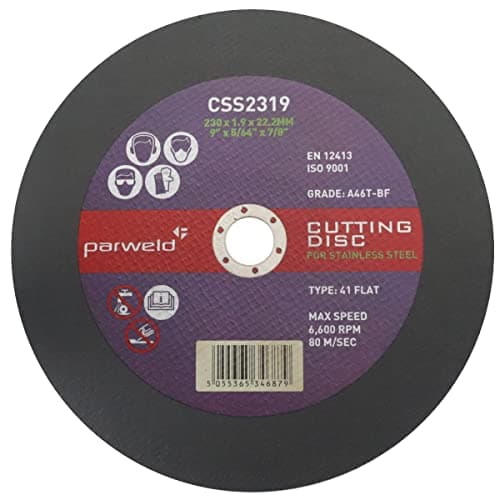 Image of (Pack of 4) Parweld (9") 230mm x 1.9mm Thin Stainless Steel Cutting Discs - Metal Slitting Discs