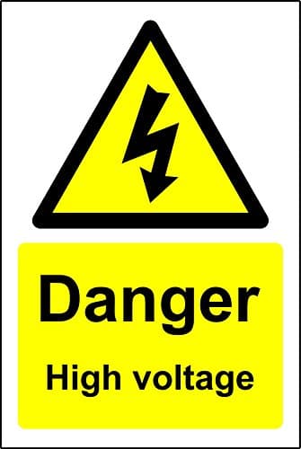 Image of Warning sign Danger high voltage Safety sign - Self adhesive sticker 300mm x 200mm