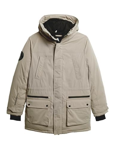 Image of Superdry COAT CITY PADDED PARKA JACKET Stone Dark Grey M MAN, Stone Dark Grey, M