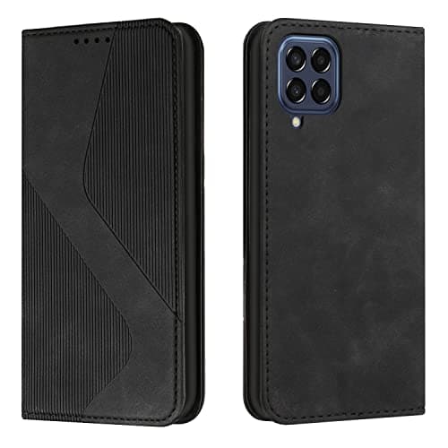 Image of Mo-Somnus Compatible with Samsung Galaxy M33 5G, Shockproof Wallet Case PU Leather with Card Holder Folding Stand Magnetic Protect Flip Cover Samsung Galaxy M33 5G Phone Cases (Black)
