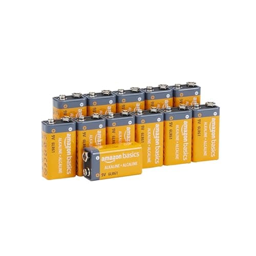 Image of Amazon Basics 9V 9V/6LR61 Alkaline Batteries 5 Year Storage for Smoke/CO Detectors, Electronics and Audio, Pack of 12
