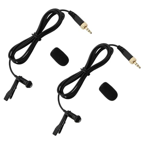 Image of VGOL 2Pcs 3.5mm TRS Omnidirectional Lavalier Microphone Wireless Audio Microphone with Sponge Cover Compatible with Sennheiser EW100 EW300 EW500 SK100 1.5m