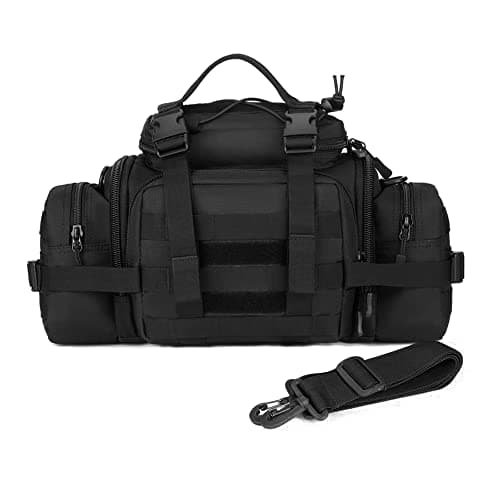 Image of Huntvp Waist Bag Molle Fanny Pack Bumbag Sling Shoulder EDC Bag Carry-on Bag Handbag for Working Camping Hiking Outdoors Activities Black