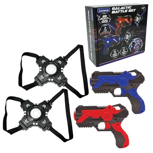 Image of Lexibook, Galactic Battle Set, Laser tag game with 2 laser guns and 2 armours included, Shooting up to 25 metres, Sound and light effects, JG250