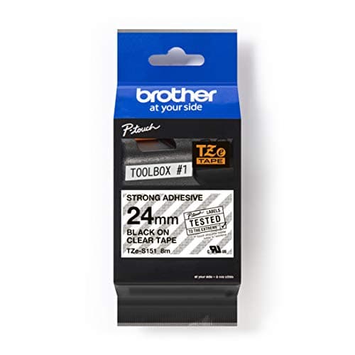 Image of Brother TZe-S151 - Extra strength adhesive - black on clear - Roll (2.4 cm x 8 m) 1 cassette(s) laminated tape - for Brother PT-D600, P750, P950, P-Touch PT-D800, E550, P750, P900, P950, P-Touch EDGE PT-P750