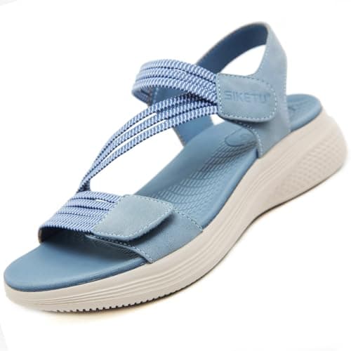 Image of Ulicox Womens Sports Sandals Summer Ladies Orthopedic Sandals Adjustable Walking Platform Casual Shoes Slingback Slide Beach Shoes Blue 5 UK