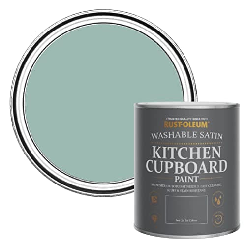 Image of Rust-Oleum Blue Scrubbable Kitchen Cupboard Paint in Satin Finish - Coastal Blue 750ml
