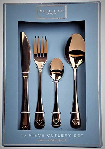 Image of Contemporary Copper 16 Piece Cutlery Set - Heart