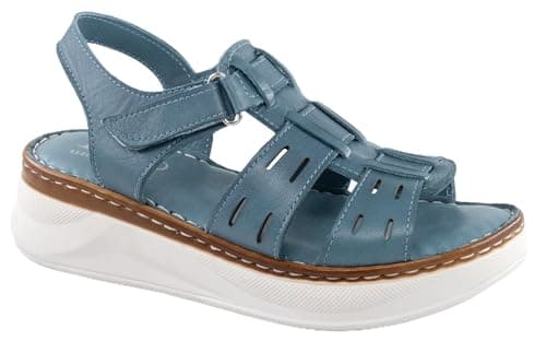 Image of Lusco Women's Leather Comfort Fisherman sandals (Indigo, UK Footwear Size System, Adult, Women, Numeric, Medium, 6)