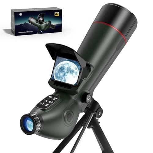 Image of ZIMOCE Digital Telescope for Adults & Kids, Portable Astronomy Telescope, Dual Screen Viewing with Built-in Camera, Capture Moon & Night Sky, For Beginners, Tripod & 64GB Card Included