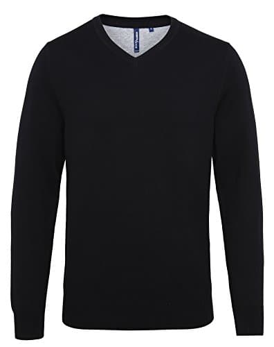 Image of Asquith & Fox Men's Men's Cotton Blend v-Neck Sweater Regular Fit Long Sleeve Sweatshirt, Black (Black 000), Medium (Manufacturer Size:Medium)