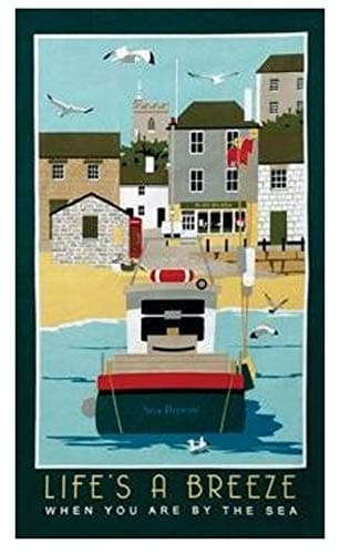 Image of Elgate Life's A Breeze Tea Towel Souvenir Gift Beach Cotton Coastal Scenes Seaside