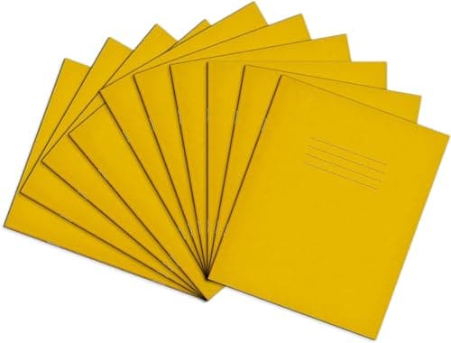 Image of Rhino 8 x 6.5 Exercise Books, 32-Page / 15mm Lined with Blank Alternate Pages Notebook, 10-Pack, Writing Book, Office & School Stationery Supplies, Yellow