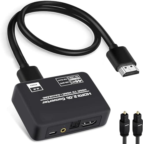Image of 4K 60Hz HDMI Audio Extractor Splitter Converter 2.0b, HDMI ARC + Optical Toslink SPDIF + 3.5mm Stereo Audio Out, Support HDCP2.2 Digital PCM DTS 5.1, Included Optical/HDmi Cables