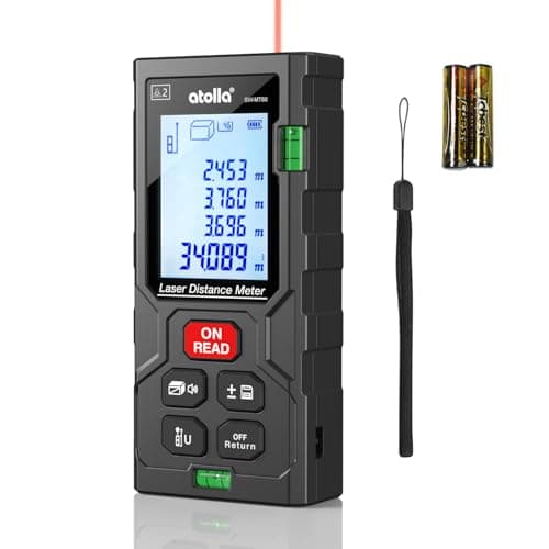 Image of atolla Laser Measure Device 328Ft, Laser Distance Meter up to 100m / ± 2mm Digital Measure Tool Range Finder with Bubble Level and Large LCD Backlit and Waterproof IP54