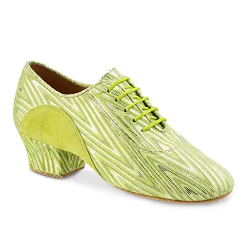 Image of Rummos Womens Practice Shoes R377 273-223 - Leather/Nubuk Neon Green - Regular Fitting - 1.8" 45 Cuban - Size: EUR 40