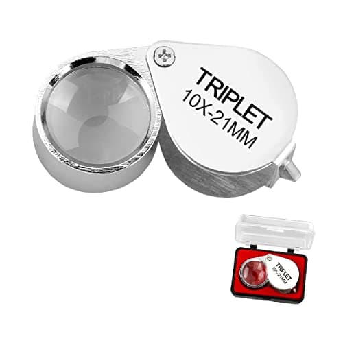 Image of Metal Jewellery Magnifier, GLADFRESIT Folding Handheld Jewellers Loupe Magnifying Glass Lens for Jewellery Identification, Insects Observation, Newspaper Books Reading (10X), 2304-02A