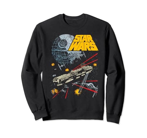 Image of Star Wars Death Star And Millennium Falcon Vintage Poster Sweatshirt