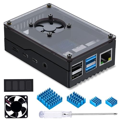 Image of Miuzei Case for Raspberry Pi 4 with Housing Visible Acrylic Cooling Aluminum Heatsink for Raspberry Pi 4B Only Black
