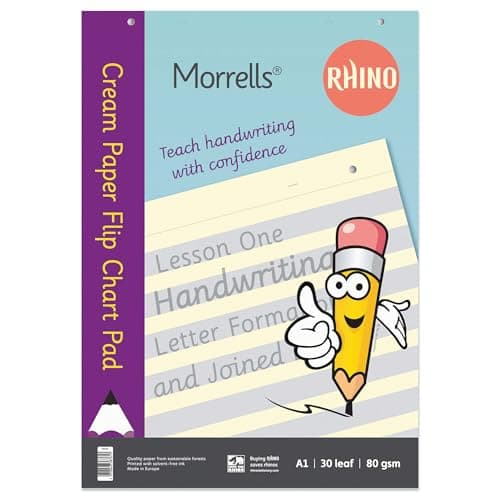 Image of Rhino/Morrells A1 Flip Chart Cream Paper Pad, 60 Page/Alternating Shaded and Plain Ruling, 1 Pack, 30 Leaf, Office & School Stationery Supplies