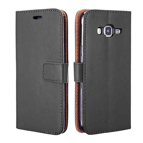Image of NWNK13 Samsung Galaxy J3 2016 Phone Case Premium Leather Case Folio Book Wallet Case Protective Flip Pouch Card Holder Media Stand Shock Proof Phone Cover Black
