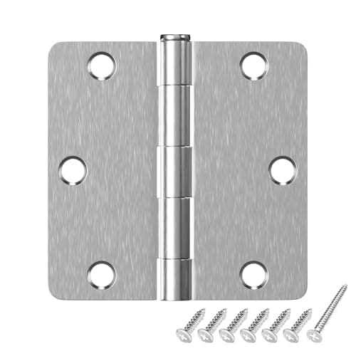 Image of HOSOM 3 Pack Satin Nickel Door Hinges 3.5 Inch Heavy Duty Interior Door Hinge with 1/4" Radius 3-1/3 Brushed Nickel Door Hinges