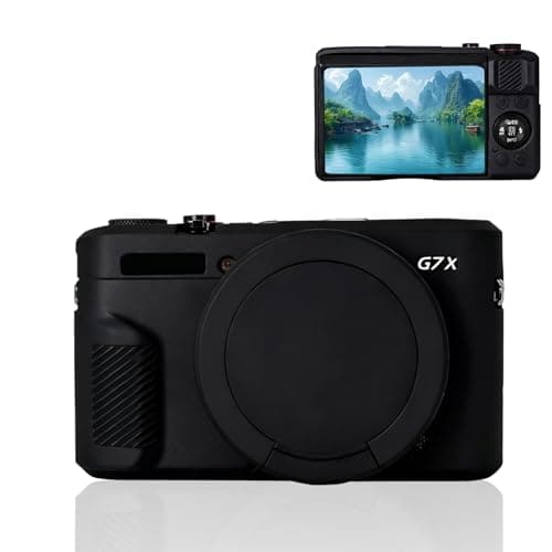 Image of Brightora Silicone Camera Case Compatible with Canon PowerShot G7 X Mark II / G7 X Mark III, Protective Cover with Removable Lens Cap, Anti-Slip, Lightweight, Black