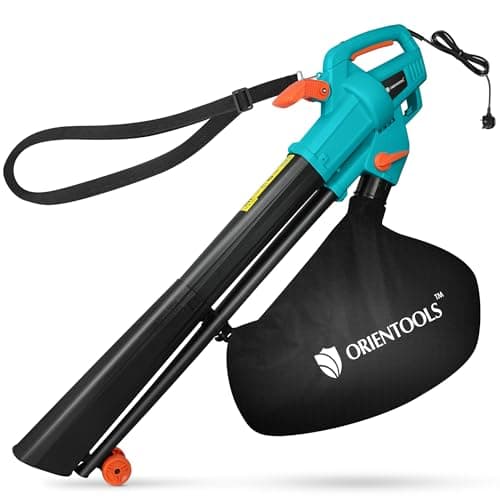 Image of ORIENTOOLS Leaf Blower and Vacuum-3000w Garden Corded Leaves Collector Cleaner 10m Cable Outdoor Leaf Sucker Vacuum with 45L Collection Bag Electric Small Lightweight Air Blower Patios Gutter Driveway