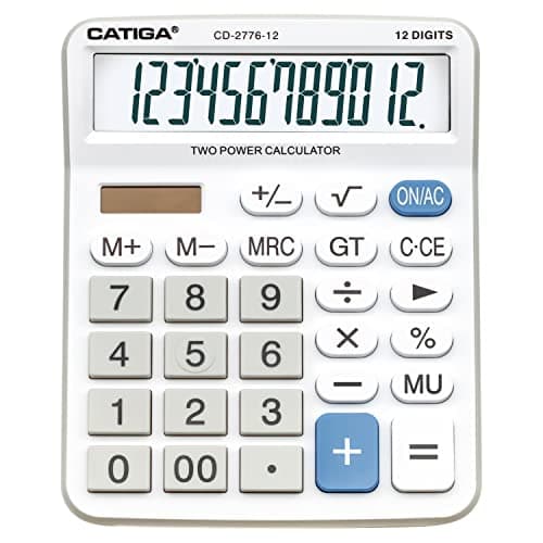 Image of CATIGA Premium Commercial 12-Digit Large Desktop Calculator with Huge 5-Inch LCD Display Screen, Giant Responsive Buttons, Duel Powered, Perfect for Home/Office Accounting Finance Use, CD-2776