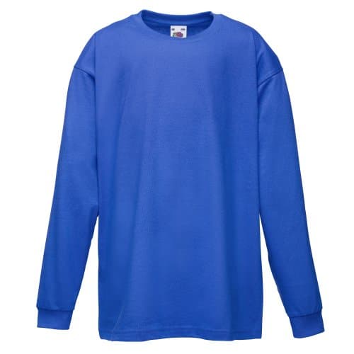 Image of Fruit of the Loom Valueweight Children's Long-Sleeve T-Shirt Choice of Colours - Blue - 140