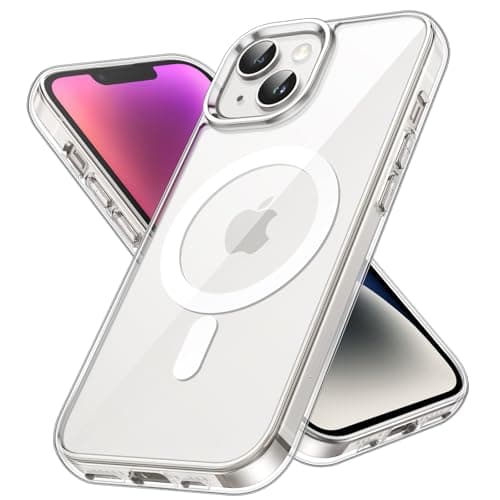 Image of JETech Magnetic Case for iPhone 14 Plus 6.7-Inch Compatible with MagSafe Wireless Charging, Shockproof Phone Bumper Cover, Anti-Scratch Clear Back (Clear)