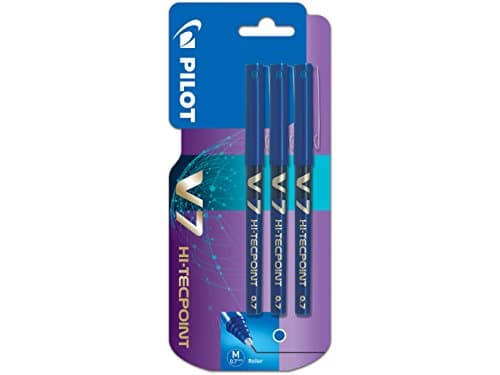 Image of Pilot V7 Hi-Tecpoint Rollerball Pen, 0.7 mm Tip - Blue, Pack of 3