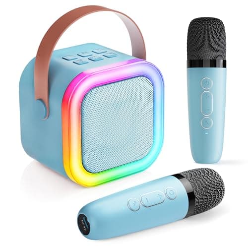 Image of Karaoke Machine for Kids Adults, Mini Karaoke Machine 2 Wireless Microphones, Birthday Gifts for Girls Toys Age 3-15 Year Old, Kids Microphone Toys for 3-12 Year Boys Girls Birthday Presents Teenage