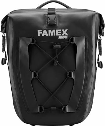 Image of FAMEX RIDE Bike Pannier Bag 25L-32L 100% Waterproof Rear Rack Bag - Light Weight - for Rear Carrier Bike Handbag for Cycling Touring Travelling