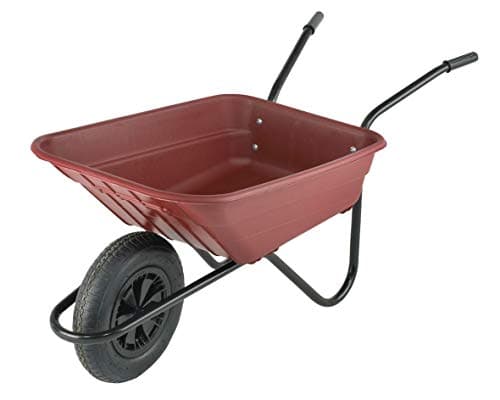 Image of Walsall Wheelbarrows 90Ltr Shire Plastic Green Wheelbarrow Barrow in a Box, Burgundy - Pneumatic Wheel