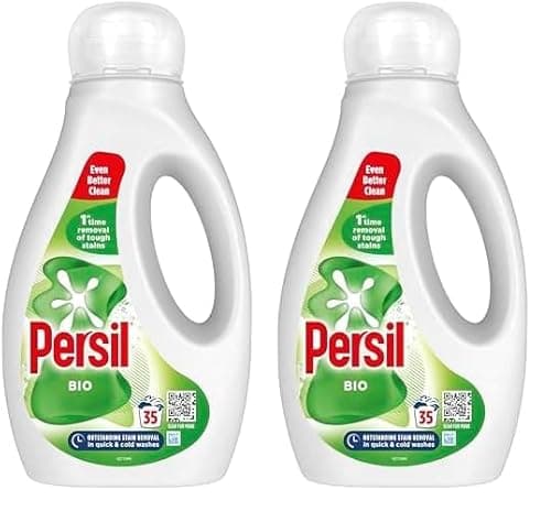 Image of Persil Bio Laundry Washing Liquid Detergent 1st time removal of tough stains outstanding stain removal in quick & cold washes 35 washes (945 ml) (Pack of 2)