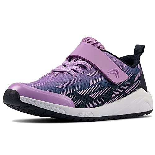 Image of Clarks Aeon Pace Toddler Textile Trainers in Purple Standard Fit Size 8½