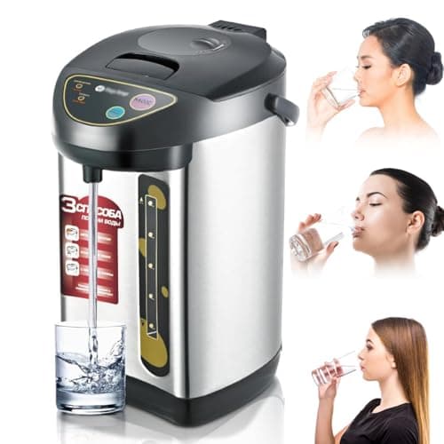 Image of Instant Hot Water Dispenser, 5L Thermo Pot with 5 Temperature Settings, 24H Timer, Auto Re-Boil, Rotatable Base, 2 Dispensing Modes for Home and Office Brewing