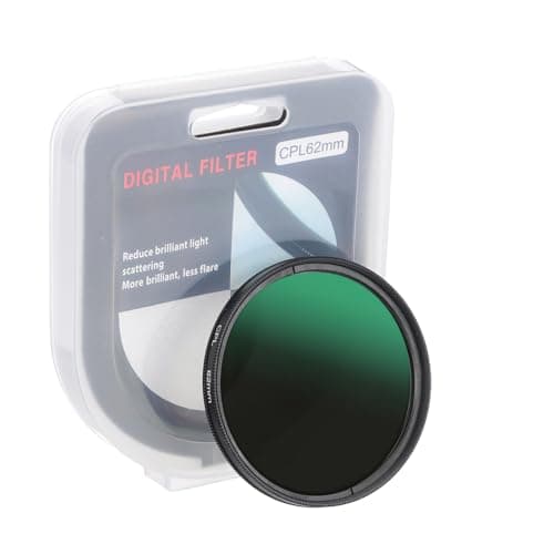 Image of PATIKIL 62mm Circular Polarizer Filter, Camera Lens Filter Slim Optical Glass with Len Cap for Video Vlog Portrait Photography, Black