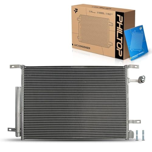 Image of PHILTOP Air Conditioning A/C Condenser Compatible with Ford Mustang 2010-2014, with Receiver Drier Replace# 3791, BR3Z19712A