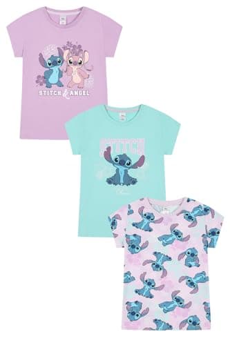 Image of Disney Lilo & Stitch Girls T-Shirts 3 Pack Kids Multipack (7-8 Years) Purple