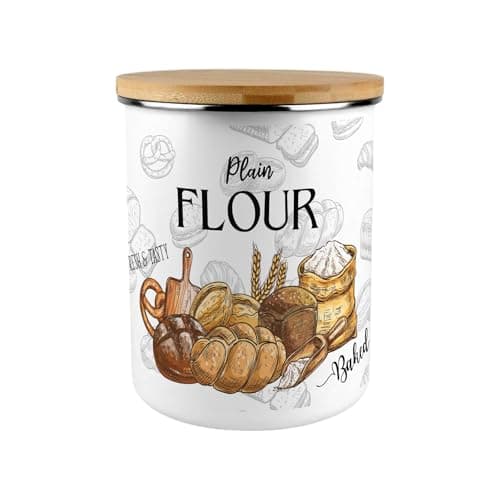 Image of Purely Home Plain Flour Canister Bakery Storage Jar - Extra Large Food Kitchen Container - Novelty Patterned Baking Homewares Gifts